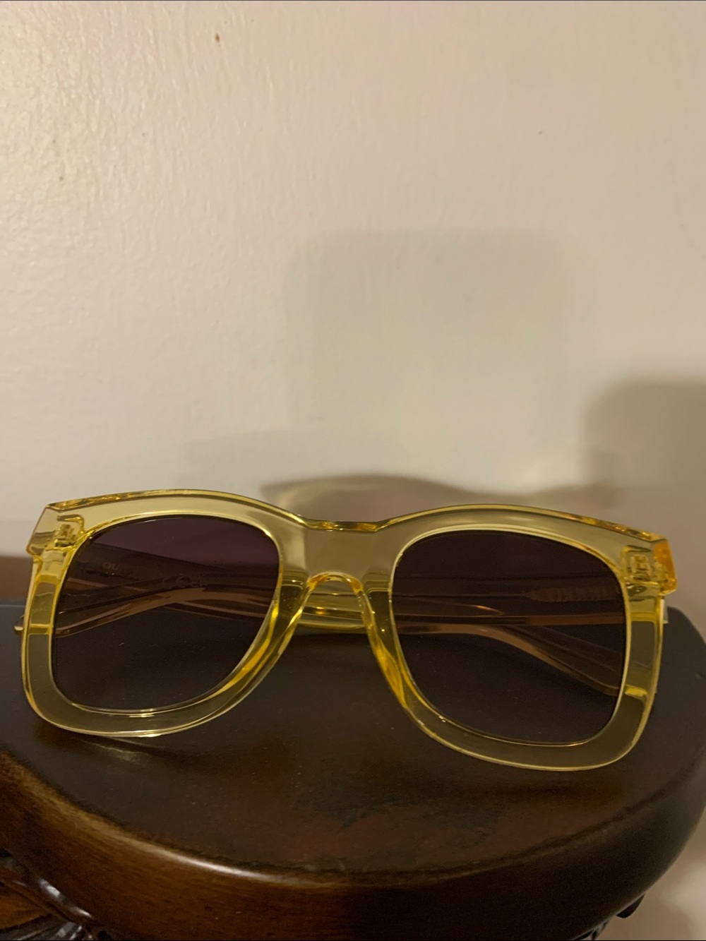 Quay Australia Yellow Transparent Square Sunglasses with Brown Lenses